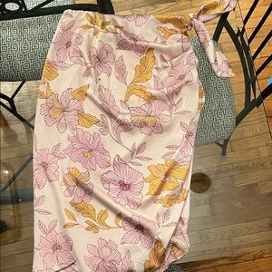 En Saison Pink and Yellow Floral Midi Skirt